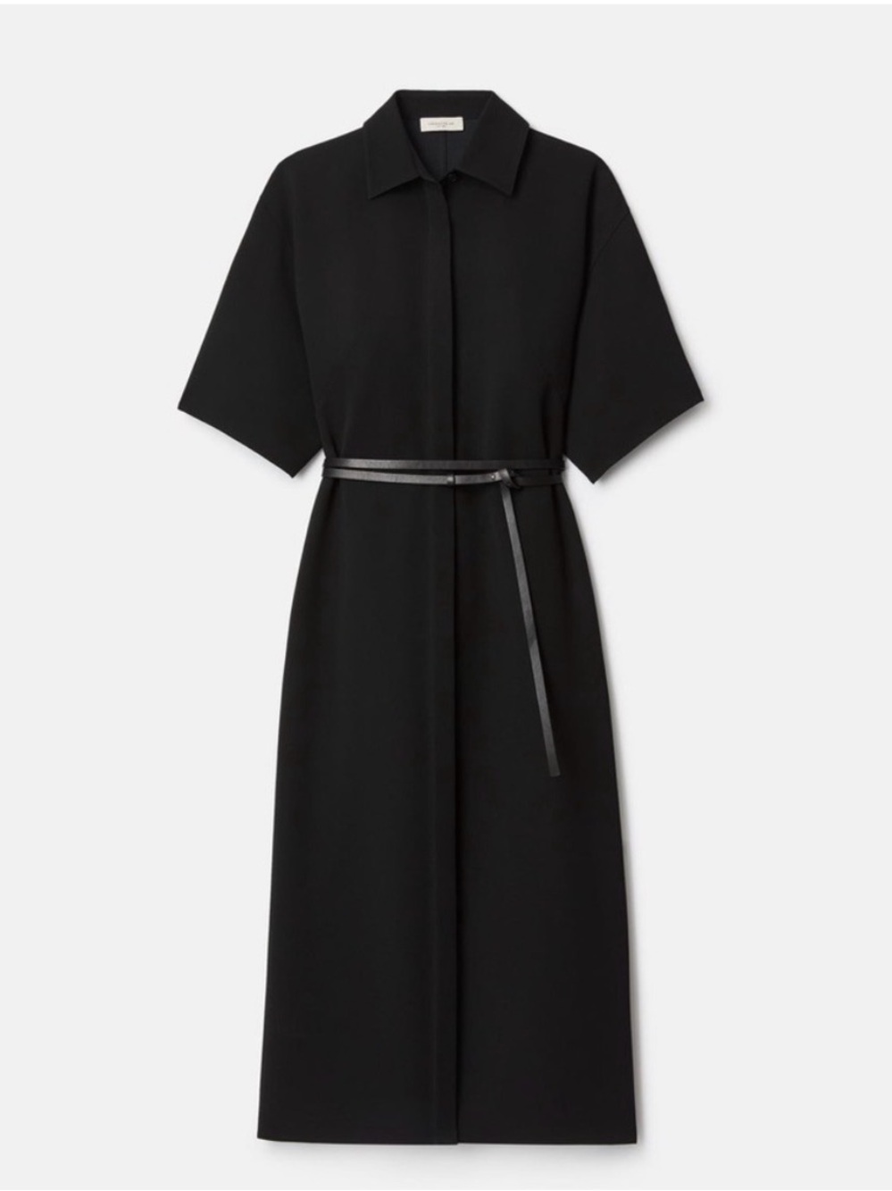 Lafayette 148 New York Drop Shoulder Belted Finesse Crepe Midi Shirtdress